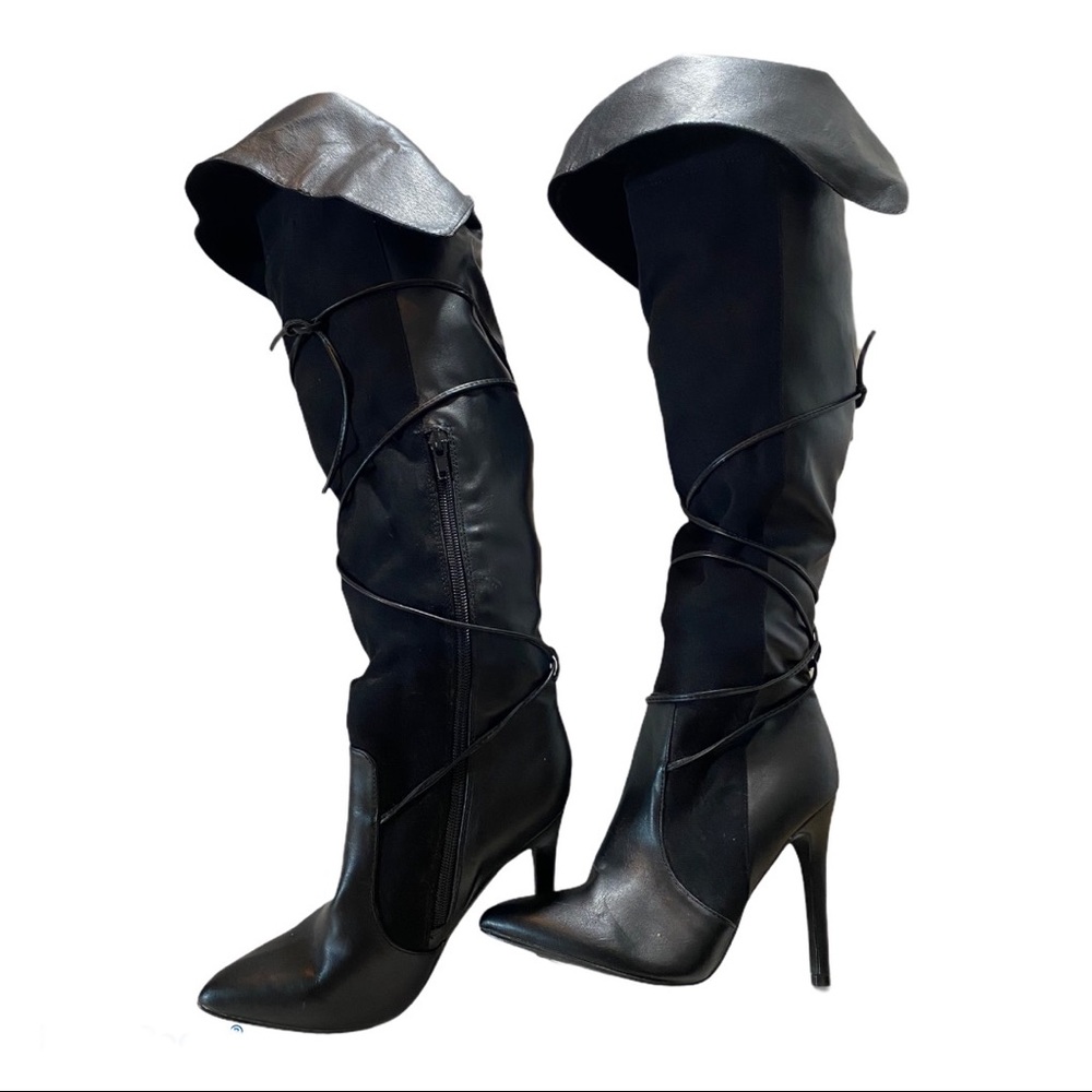 Erika Black High Top Lace Up Boots Side Zip 6M XC